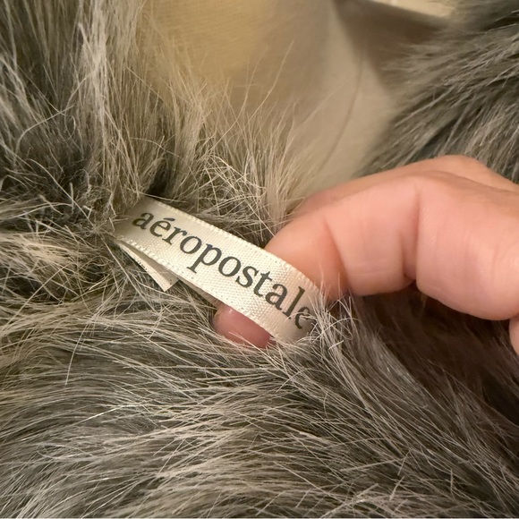 Aeropostale infinity Scarf warm Gray tones Faux Fur one size glam cozycore - Picture 6 of 7